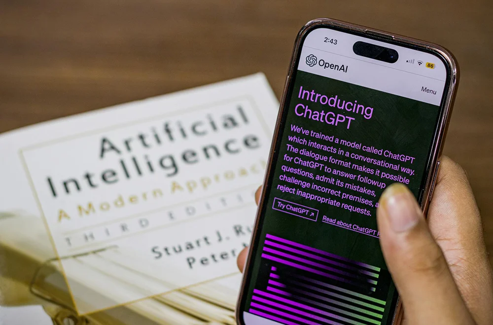 A person navigates an AI user interface on mobile.