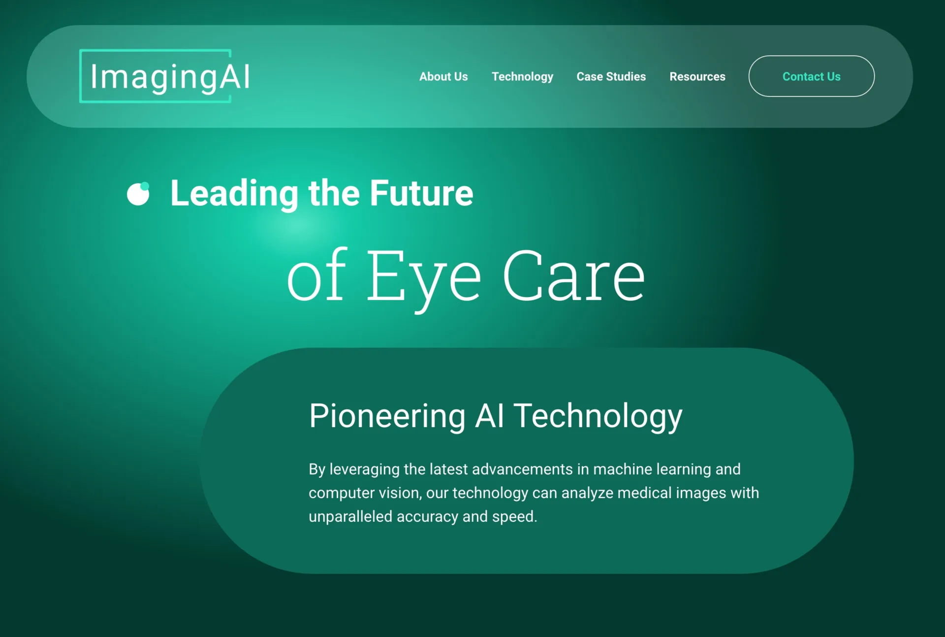 Web design for an eye health care using ai technology.