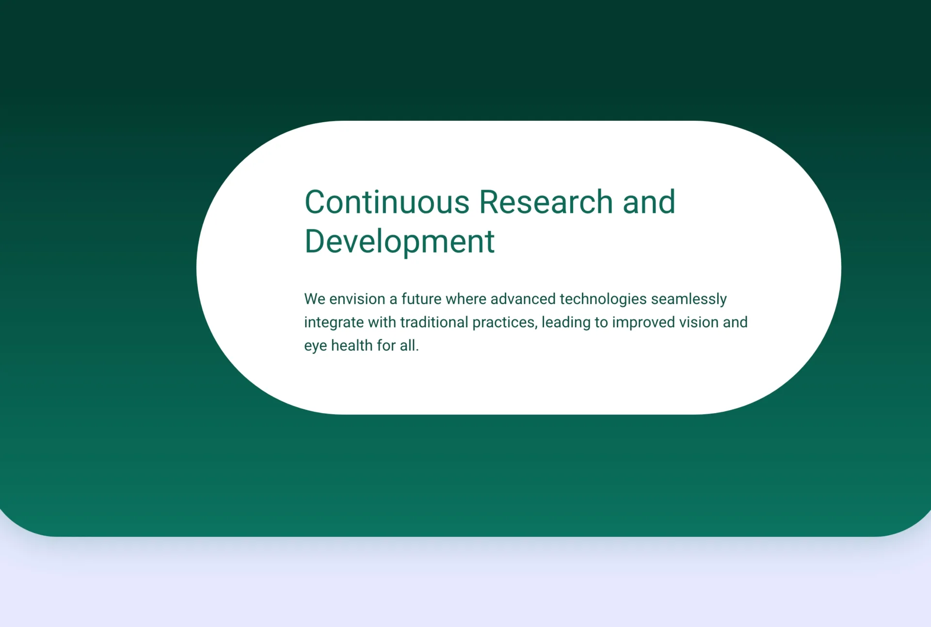 Continuous research and development section on web page.