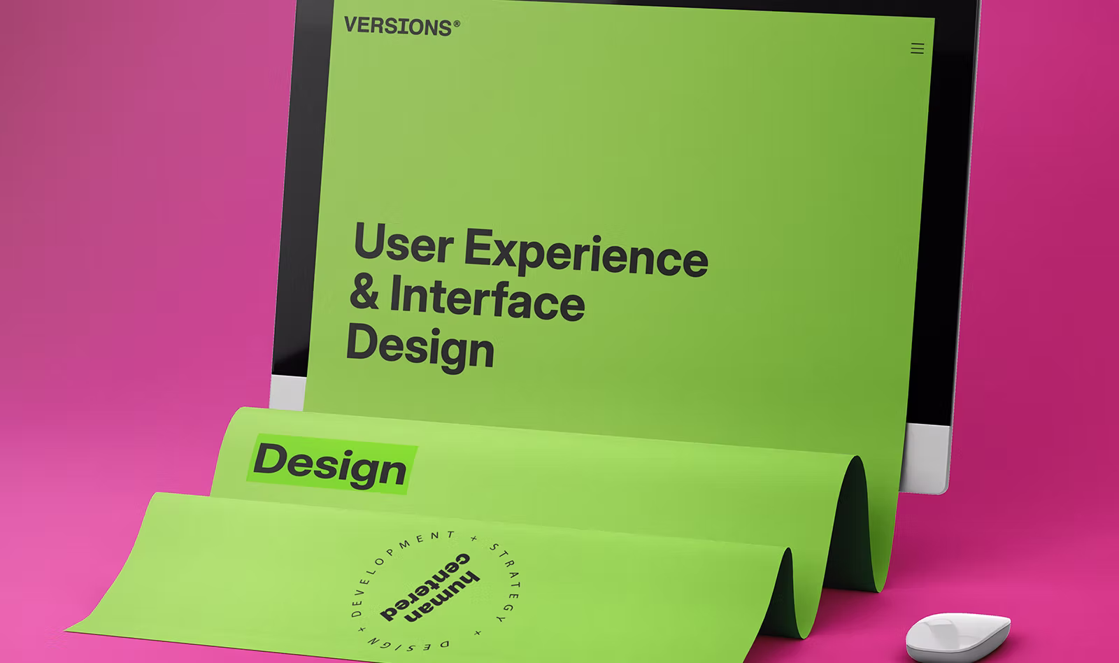 Screenshot of the VERSIONS® digital design platform by ArtVersion, featuring editorial design content, refined typography, and immersive visual storytelling.